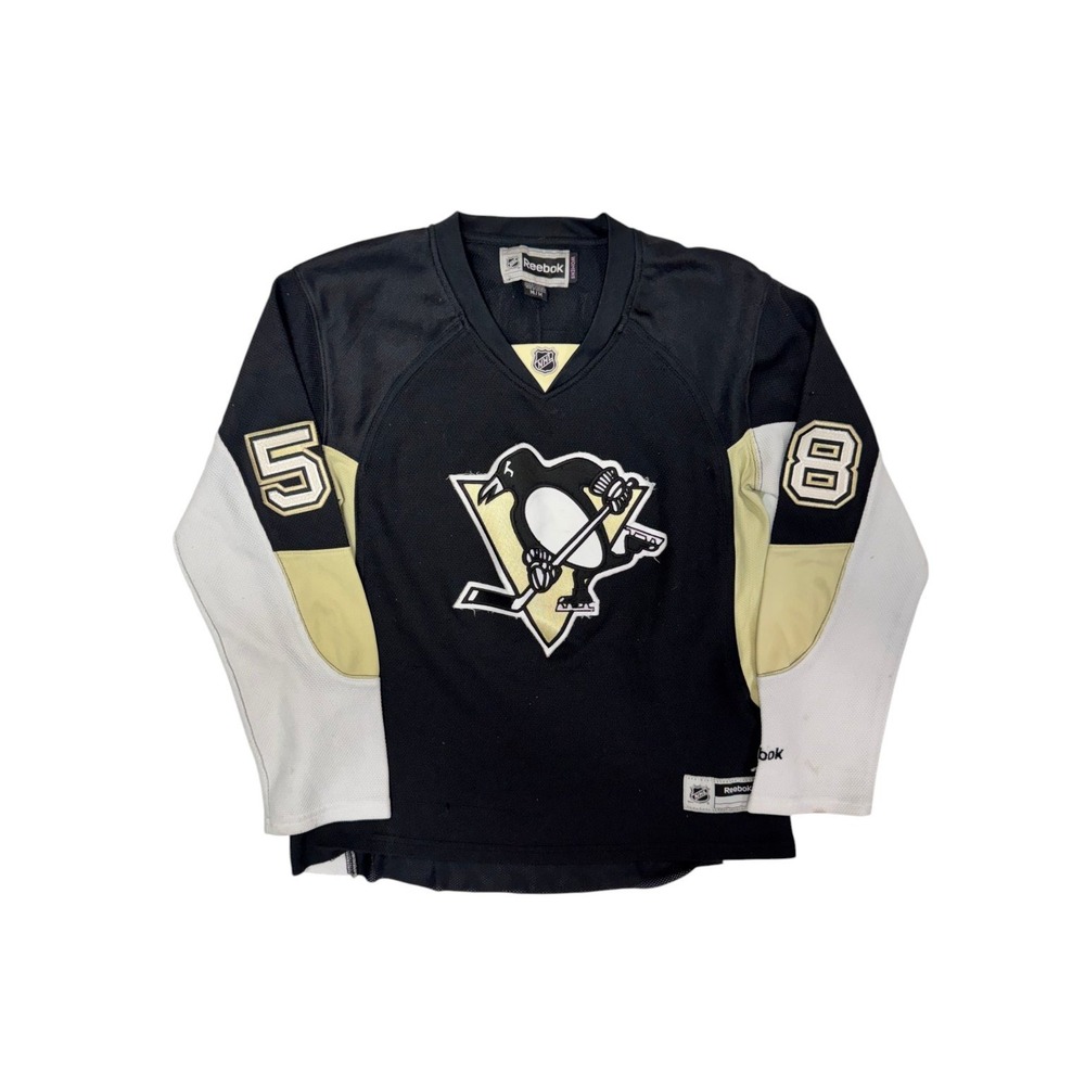 Reebok Pittsburgh Penguins Black White Gold Hockey Jersey